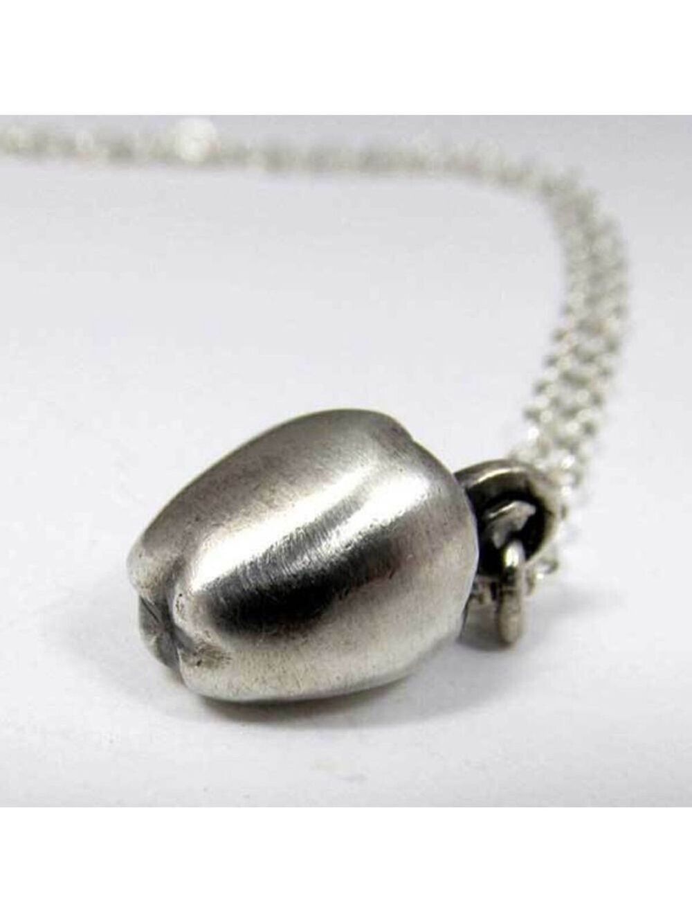 Handcrafted Argentium Sterling Silver Apple Charm & Necklace